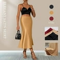 thumbnail image 2 of Satin Skirts for Women Korean Style Champagne Office High Waist A-line Skort Fashion Elegant Solid Long Pencil Skirt Silk Like, 2 of 10