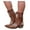 Brown, variant on jsaierl Women Fashion Embroidered Cowboy Riding Boots Casual Warm Middle Heels Middle Tube Short Boots Shoes