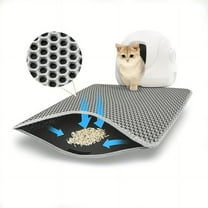 Cat Litter Mat Double Layer Waterproof Urine Proof Trapping Mat Small Cat Litter Box Mat (Gray, 30x30 Inch of 1)