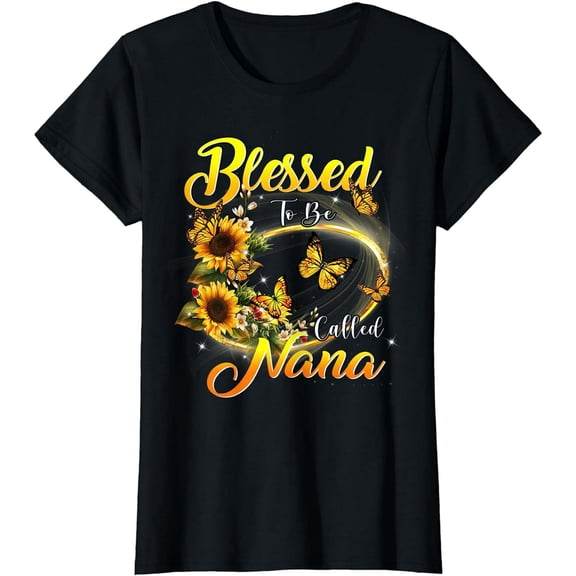Graphic T-Shirt for Women, Blessed Nana Sunflower Print, Soft Cotton Blend