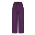 thumbnail image 7 of Usmixi Womens Loose Wide Leg Trousers Casual Solid Cotton Linen Elastic Waist Long Pants Comfy Lightweight Drawstring Pants with Pocket Purple m, 7 of 7