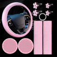 thumbnail image 5 of 10 Pcs Steering Wheel Cover for Women Cute Car Accessories Set with Seat Belt Shoulder Pads Cup Holders, 5 of 5