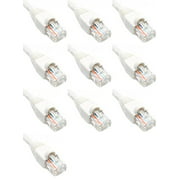 2 Feet Cat6 Ethernet Network Patch Cables White RJ45 m/m (10 Pack)