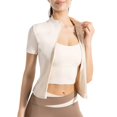 thumbnail image 2 of TaTaai Round Neck Zipper Yoga Blouse, Ladies' Breathable Sun Protective Top, Short Sleeve Shirt for Daily Casual Wear and Active Relaxation Gift, 2 of 5
