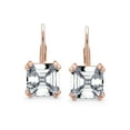 thumbnail image 2 of Bling Jewelry Womens Square CZ Solitaire Asscher Cut Lever back Earrings Gold Plated Silver, 2 of 5