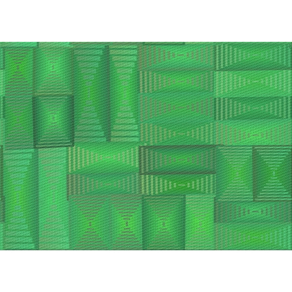 Ahgly Company Machine Washable Indoor Rectangle Transitional Neon Green Area Rugs, 4' x 6'