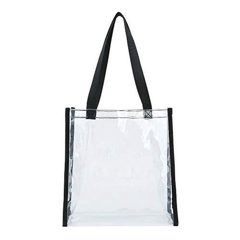 Transparent Women\'s Bag with Black Trim Clear Cross Body Bag with Vegan Leather Trim Stadium  main image 2