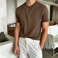 thumbnail image 2 of hotojiny Mens Casual T-Shirts Classic Short Sleeve Knit Tees Crewneck Ribbed Solid Shirts Comfort Business Work Tops, 2 of 5