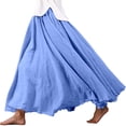 thumbnail image 2 of BUWTTER Skirts for Women Flowy Maxi Daily Wear A Line Ruffle Comfortable Elastic Waist Loose Long Blue Skirt 85CM, 2 of 7