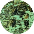thumbnail image 1 of Ahgly Company Machine Washable Indoor Round Oriental Turquoise Blue Industrial Area Rugs, 4' Round, 1 of 4
