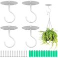 thumbnail image 1 of Ganchos de techo, colgadores de techo resistentes de 4 piezas, ganchos colgantes para plantas para colgar cestas de plantas, linternas, campanas de viento y decoraciones para exteriores (blanco) brillar Hogar, 1 of 6