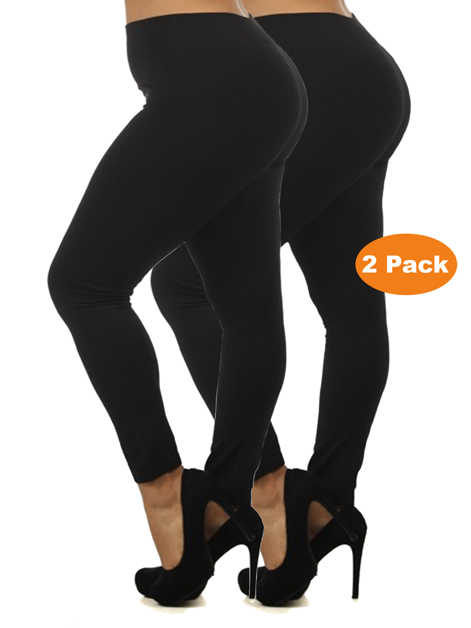 2 Pack Women Queen Size Warm Fleece Lined Full Length Leggings Plus