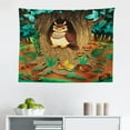 thumbnail image 1 of Owl Tapestry, Exhausted Hangover Tired Owl in Oak Tree with Eyebrows Nature Cartoon Funny Art, Fabric Wall Hanging Decor for Bedroom Living Room Dorm, 2 Sizes, Blue Brown, by Ambesonne, 1 of 1