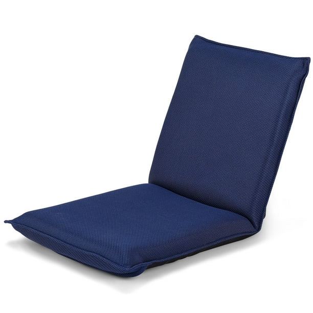 Gymax Réglable 6-Position Chaise de Plancher Pliant Paresseux Homme Canapé Chaise Multiangle Bleu Marine