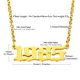 thumbnail image 3 of FindChic Birth Year Necklaces for Women Men, Stainless Steel 1985 Old English Birth Year Number Pendant Necklace Birthday Mothers Day Jewelry Gifts Mom Her Wife, Gold Plated, 3 of 9