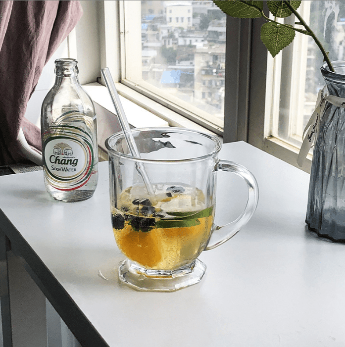 2 Pack Clear Drinking Glasses Set ,500ML Glass Coffee Mugs with Heavy Base,Glass Cup Drinkware for Beverage,Juice,Latte Cups, Cocktails, Wine, Beer,Espresso Coffee,Tea