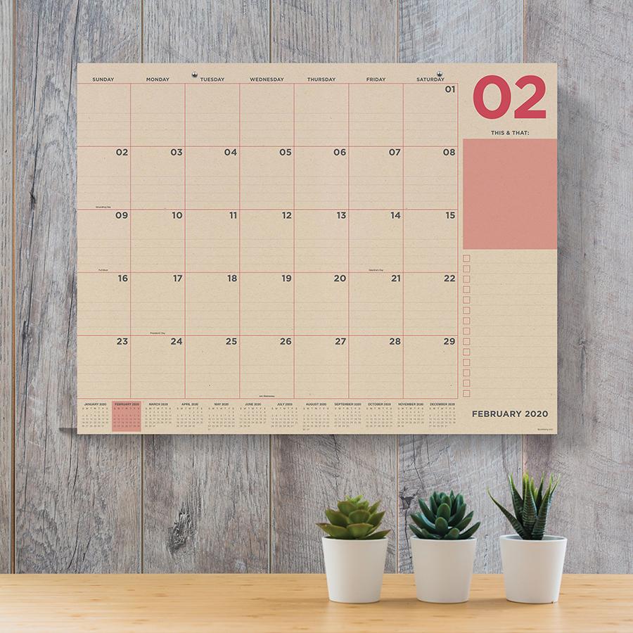 2020 Kraft Numeric Design Desk Pad Calendar 22x17 Desk Blotter Monthly 