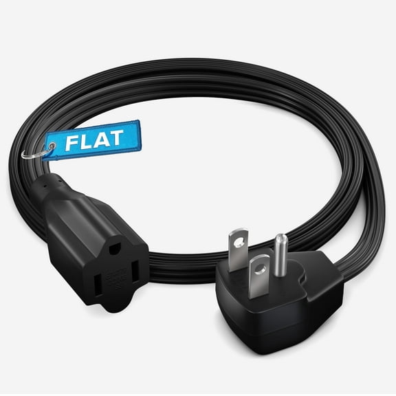 Heavy Duty 2 FT Air Conditioner and Major Appliance Extension Cord UL Listed 14 Gauge, 125V, 15 Amps, 1875 Watts Grounded 3-PRONGED Cord Black