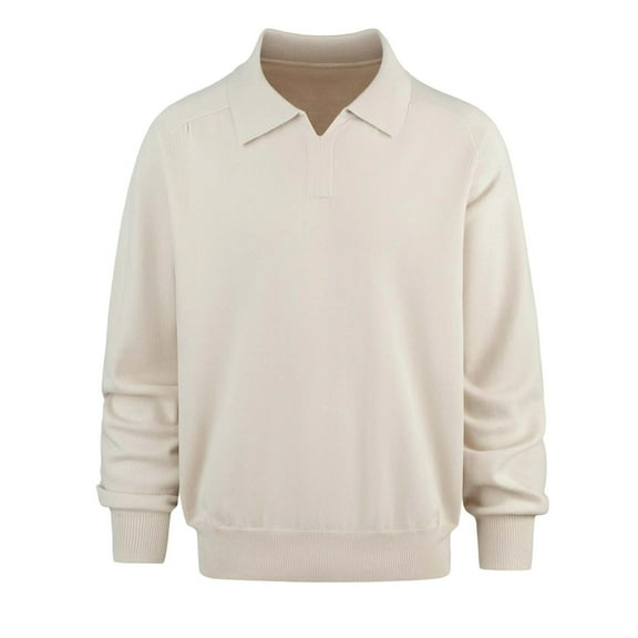 Xcmzpl Sweaters for Men Lapel Collar Long Sleeve Knit Sweaters Solid Lounge Pullover Tops Loose Fit Sweaters Fall Clothes