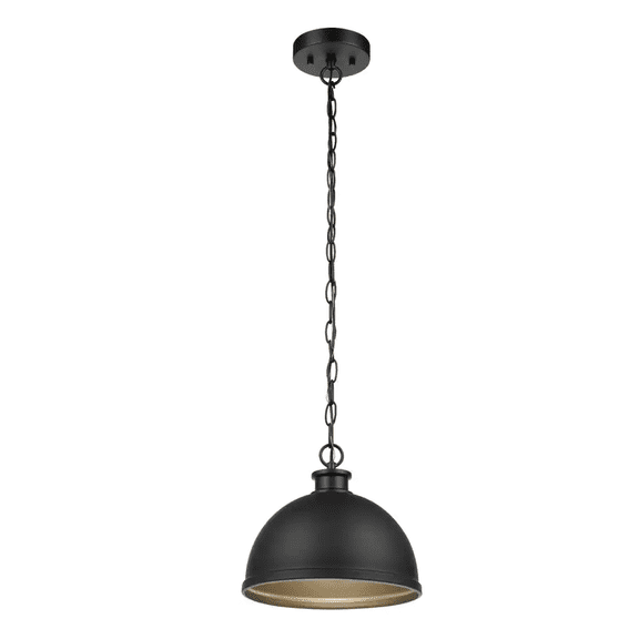 Open Box Talullah 1-Light Matte Black Pendant Lighting with Gold Interior