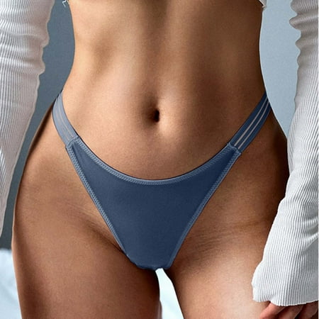 BYHONG Womens Sexy Lace Thong Panties Seamless Solid Color Comfortable Low Waist Panties Panties for Women Blue S