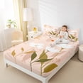 thumbnail image 4 of Manfei Fashion Flower Print Twin Sheet Sets, Plant Botanical Twin Fitted Sheet, Chic Minimalism Minimalst Flat Sheet, Luxury Bedroom Decor, 3pcs, 4 of 7