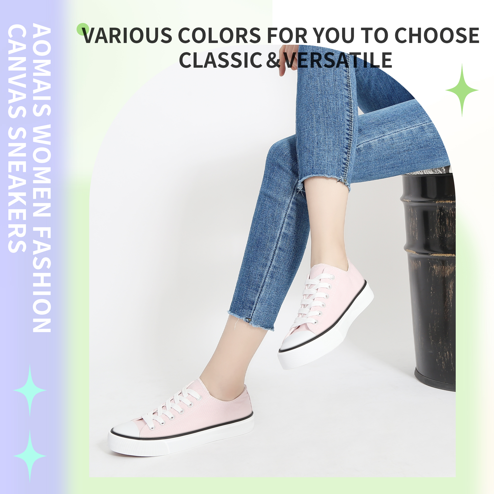 Aomais Women's Canvas Lace-Up Sneakers photo 6