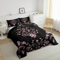 thumbnail image 3 of Manfei Bohemian Damask Bedding Toddler Comforter Set, Black Pink Down Comforter, Victorian Flower Bedding Sets Toddler with Comforter, Breathable Bedroom Decoration, 2 Pieces Reversible, 3 of 8