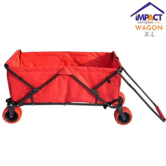 Impact Canopy Folding Collapsible Utility Wagon, Extra-Large Wagon with All-Terrain Wheels, Red
