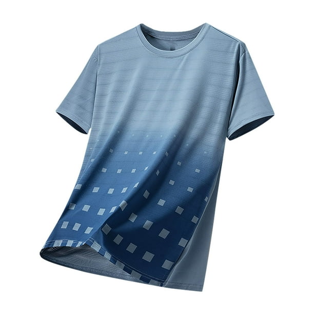 Camiseta Transpirable Delgada de los Hombres, Verano Suelto Ajuste Mitad de Manga Casual Top para el Aire Libre Y el Uso Diario, Camiseta de Moda Ligera