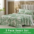 thumbnail image 3 of Gogreen 4PC Deep Pocket Twin Sheet Set Fit 14", 100% Cotton Breathable Super Soft Twin Size Sheet Set, Luxury Hotel Style Home Decor Twin Bed Sheet Set, Gift for Women, Men - Green Leaves, 3 of 11