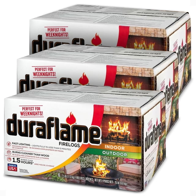Leños combustibles sólidos Duraflame, paquete de 18 unidades, 1.1 kg cada uno