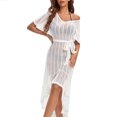 thumbnail image 1 of Vestido largo con protector solar para mujer, con cintura, transpirable, cuello en V, vestido tipo pareo, manga corta, 1 of 6