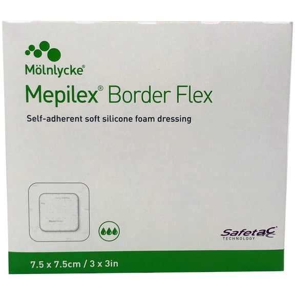 Mepilex Border Flex Foam Dressings 3" x 3" - Box of 5 - REF:595200