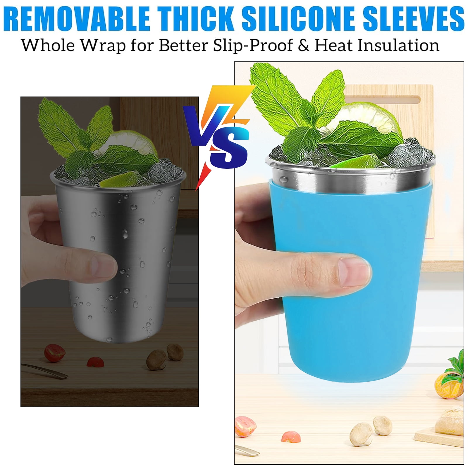 SSAWcasa 12oz Kids Cups, 6Pcs Spill-Proof Toddler Straw Cups with Slicone Sleeves, Stainless Steel Kids Sippy Cups with Straws and Lids, Unbreakable Tumblers for Cold & Hot Drinks