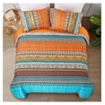 thumbnail image 4 of TiaGOC Orange Quilt Set Queen Size, Stripe Bohemian 3 Pieces Quilts Bedspread Set Boho Lightweight Microfiber All Season Bedding Coverlet Set for Queen Bed (96"x90"), 4 of 7