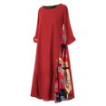thumbnail image 3 of Vestido Mujer Casual Maxi Vestido Botón Decoración Algodón Lino Traje de vacaciones (Rojo XXL) Kuymtek Rojo T XXL para Mujer, 3 of 6