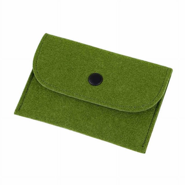 Mini portátil de fieltro de color puro para tarjetas de crédito, monedero, monedero, regalo, (1 unidad, verde) ER