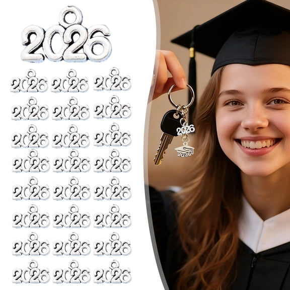 20Pcs Metal Year Number Pendant 2026 Tassel Charm With Alloy Construction For Bracelet Necklace Keychain Diy Craft Jewelry Accessory