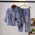 thumbnail image 3 of Flannel Pajamas Boys 2 Piece Fleece Sleepwear Set Cute Dinosaur Button Down Top Pants Thick Long Sleeve Loungewear, 3 of 3