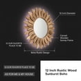 thumbnail image 4 of 12 Inch Rustic Wood Sunburst Boho Wall Mirror Decorative Shabby Chic Handmade for Entryway Bedroom Living Room Bathroom House Warming Gifts, 4 of 5