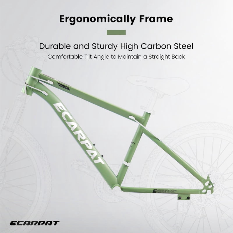ENNSOO 27.5 Inch Mountain Bike for Adults, High Carbon Steel Frame, Disc Brake,21 speeds - Green