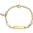 thumbnail image 4 of 14K Two-Tone Baby Polished And Textured Cross With 1In Ext. Id Bracelet (4.5 X 5) Made In Turkey bid88-4.5, 4 of 5