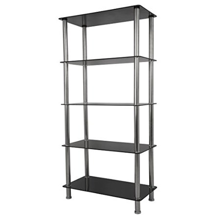 AVF S25-A Tall 5 Tier Shelving Unit in Black Glass & Chrome | Walmart ...