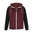 thumbnail image 4 of Lovskoo 2024 Men's Zip-Up Hoodie Sweatshirts Casual Patchwork Long Sleeve with Pocket Jacket Claret, 4 of 7
