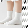 thumbnail image 4 of ZACPNCV 3PC Kids Boys Girls Athletic Crew Socks Mid Tube Cotton School Uniform Basic Socks Black 3-5 Years, 4 of 4