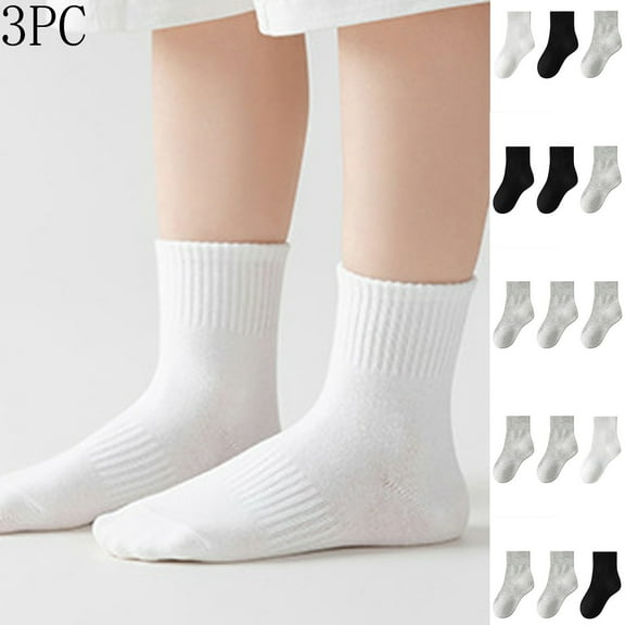 THDHVS Kids Socks,Kids 3 Pack Ankle Socks Solid Color for Boys and Girls Breathable Soft Sport Socks Are Moisture Wicking for School and Athletic Activities White 12-16 Years