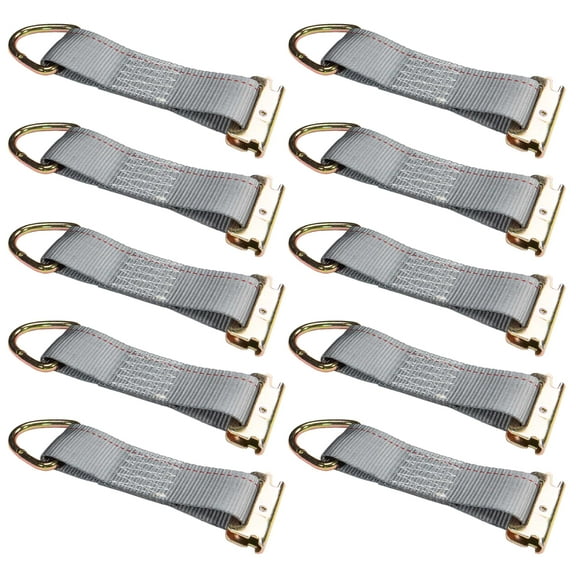 2"x 6" Rope Tie Off w/ Spring E-Fitting & D-Ring (Gray) - 10 Pack
