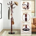 thumbnail image 6 of Freestanding Coat Rack, Heavy Duty Vintage Hall Tree with 14 Hooks, Sturdy Base, Adjustable Height, Natural Birch Wooden Entryway Organizer for Bedroom Hallway Office, 300lbs Load Capacity, 6 of 8