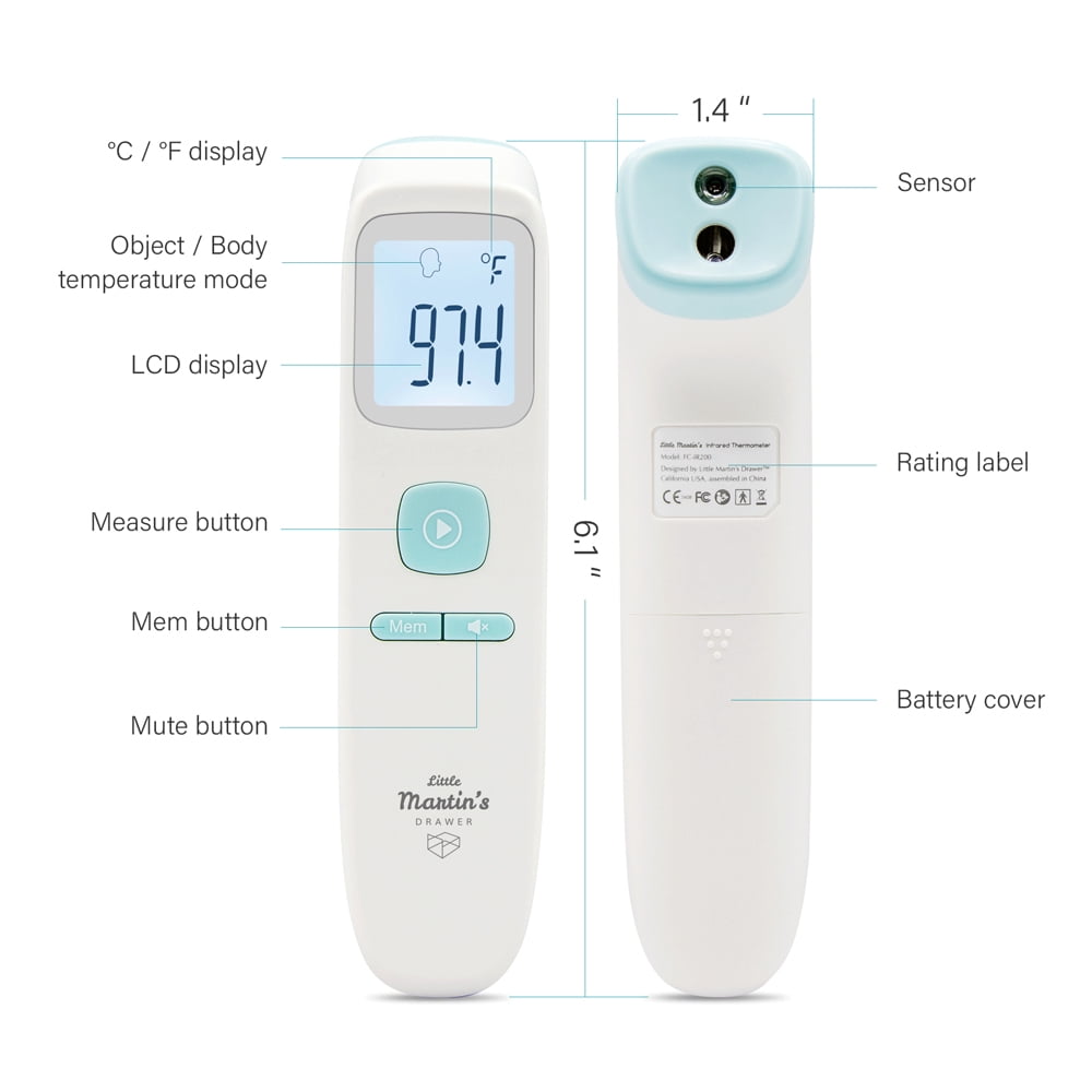 Little Martin's Drawer, Touchless Thermometer for Adults Kids Baby & Infant - Non Contact Infrared Thermometer with LCD Display - Digital Thermometer Forehead - Built-in Fever Alarm